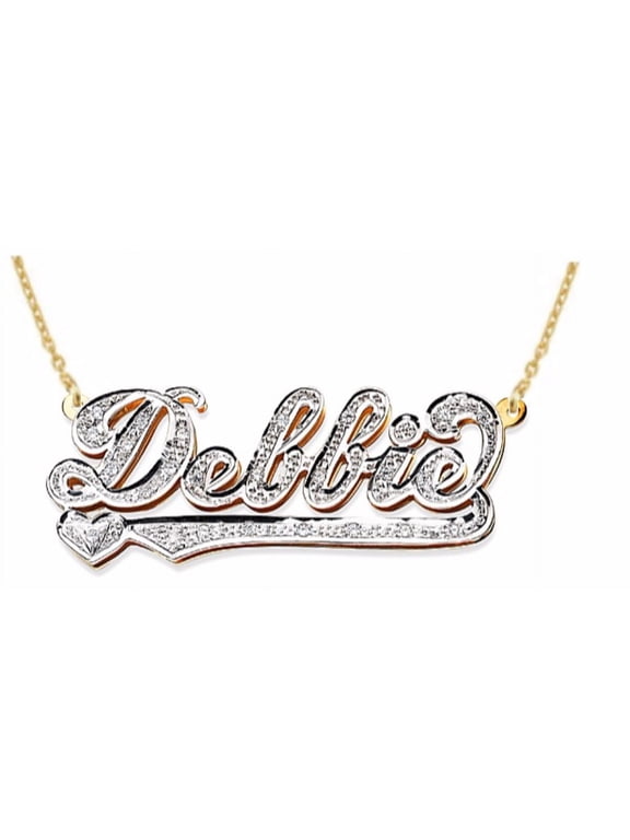 Personalized 0.15 Carat Diamond Nameplate Pendant Necklace 14K 14K White or 14K Yellow Gold. Special Order, Made to Order. PNK058Y Y