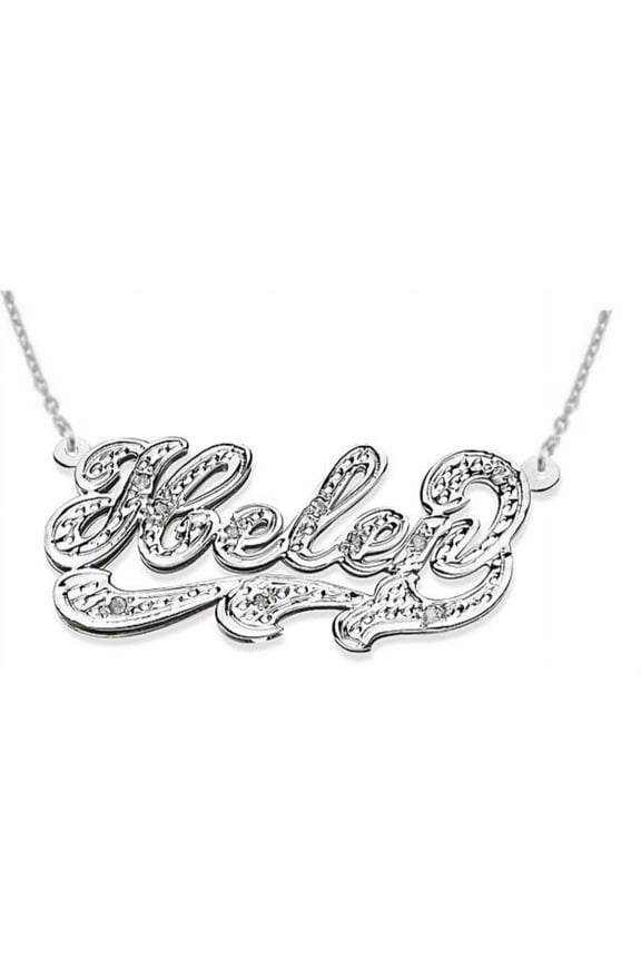 Personalized 0.15 Carat Diamond Nameplate Pendant Necklace 14K 14K White or 14K Yellow Gold. Special Order, Made to Order. PNK062W