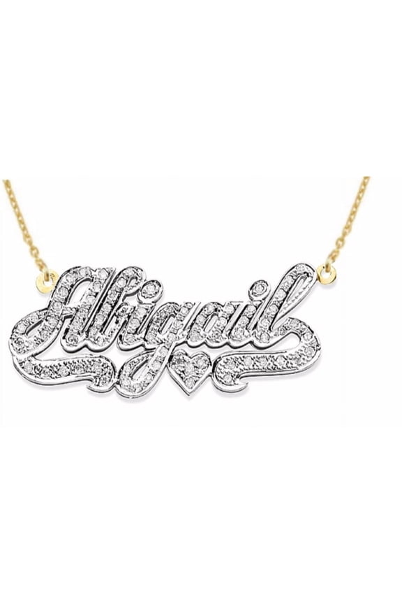 Personalized 1/4 Carat Diamond Nameplate Pendant Necklace 14K 14K White or 14K Yellow Gold. Special Order, Made to Order. PNK060Y