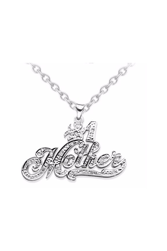 Personalized #1 Nameplate Pendant Necklace Sterling Silver or Yellow Gold Plated Silver. Special Order, Made to Order.. With 18 inch chain. PNK063SSW