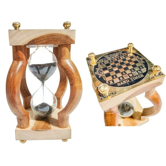 Personalized 10 Min Wooden Sand Timer Hourglass Timer with Chess-Square Vintage