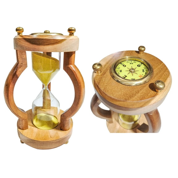 Personalized 10 Min Wooden Sand Timer Hourglass Timer with Navigation Vintage