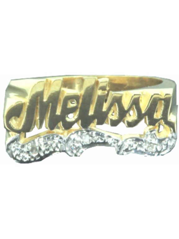 Personalized 10MM Name Ring Genuine Diamond 14K Yellow or 14K White Gold. Special Order, Made to Order. PLR022Y
