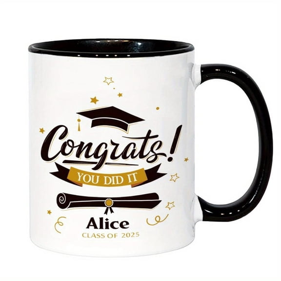 Personalized 11 Ounce Ceramic Coffee Mug Custom Graduation with Class of 2022 Design Stars Tassel Durable High Quality Ceramic Friends Birthdays New Y