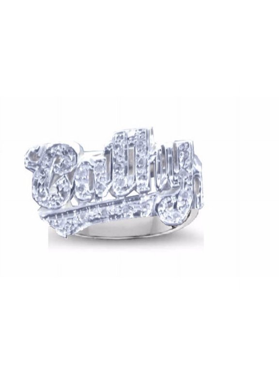 Personalized 12MM Name Ring Genuine Diamond 14K Yellow or 14K White Gold. Special Order, Made to Order. PLR023W
