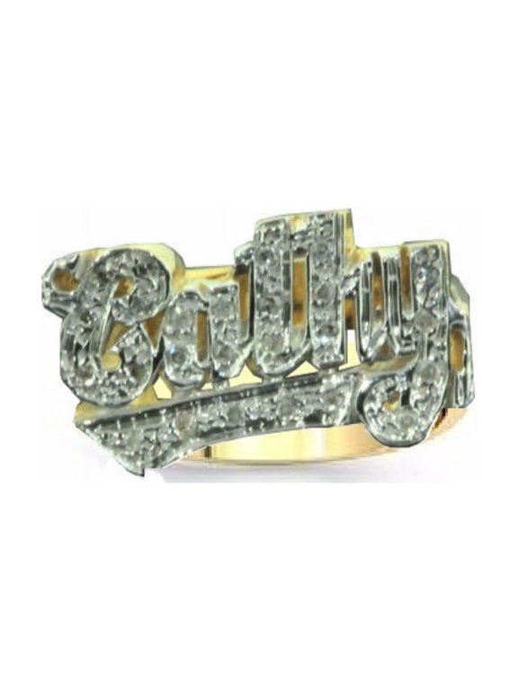 Personalized 12MM Name Ring Genuine Diamond 14K Yellow or 14K White Gold. Special Order, Made to Order. PLR023Y