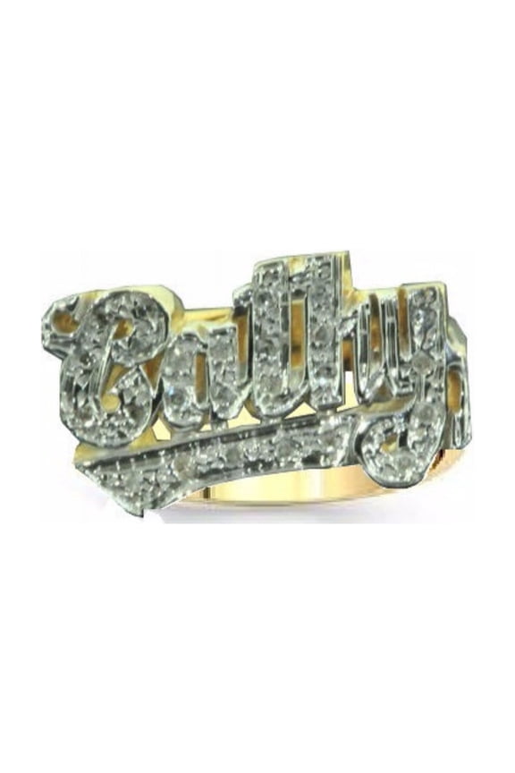 Personalized 12MM Name Ring Genuine Diamond 14K Yellow or 14K White Gold. Special Order, Made to Order. PLR023Y