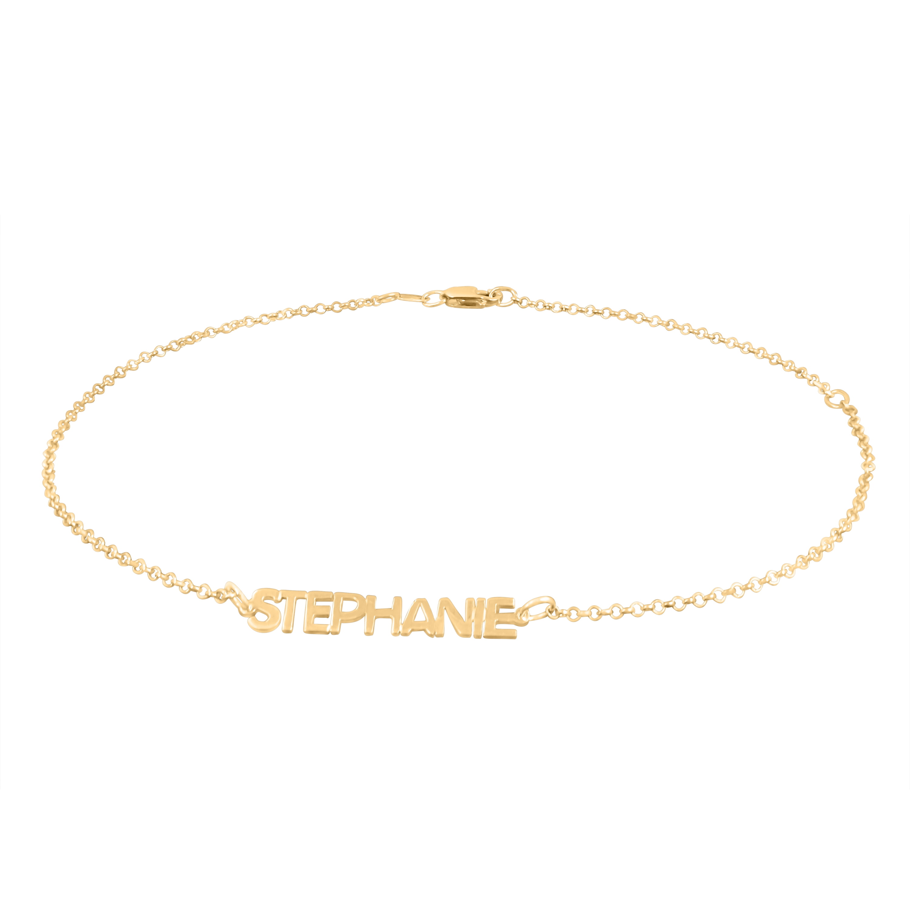 Personalized 14K Gold-Plated Sterling Silver Anklet Name Bracelet