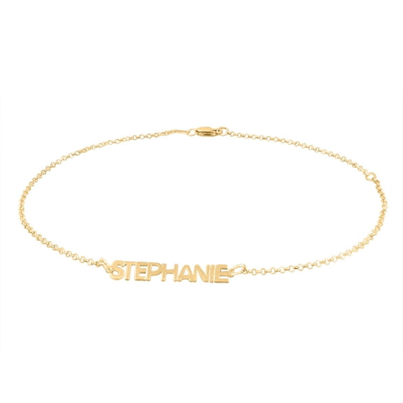 Personalized 14K Gold-Plated Sterling Silver Anklet Name Bracelet