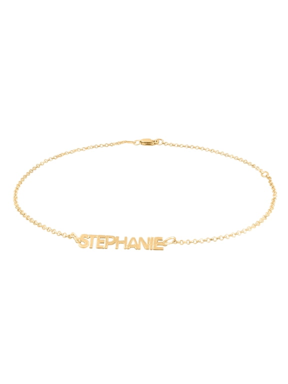 Personalized 14K Gold-Plated Sterling Silver Anklet Name Bracelet