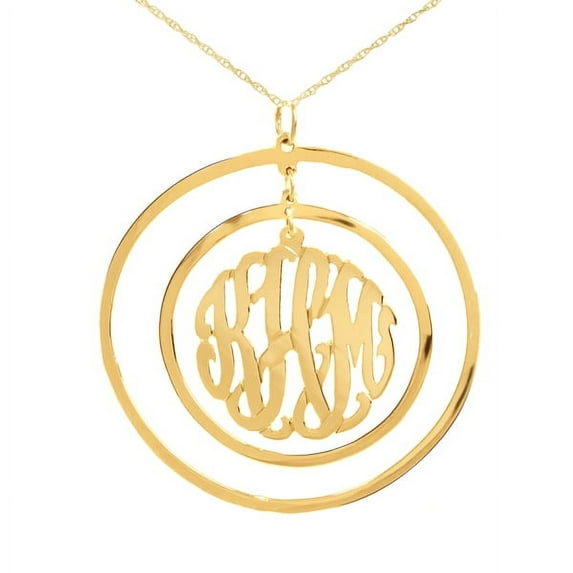 Personalized 14K Gold Plated Sterling Silver Circular Chandelier Pendant Monogram Necklace