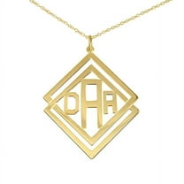 Personalized 14K Gold-Plated Sterling Silver Double Diamond-Shaped Monogram Pendant