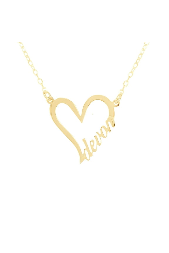 Personalized 14K Gold-Plated Sterling Silver Heart Name Necklace