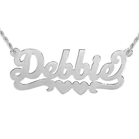 Personalized 14K Gold Plated Sterling Silver or Sterling Silver  Name Necklace with Double Hearts