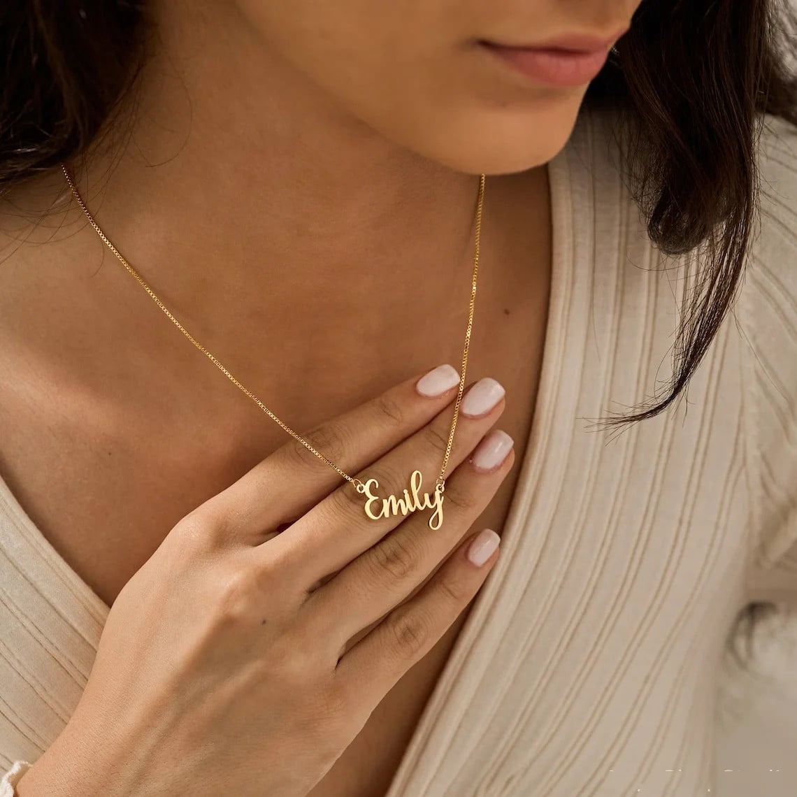 Personalized 14K Yellow Gold Name Necklace with Box Chain New Arrival Font Name Custom Name JewelleryChristmas Gift for Her