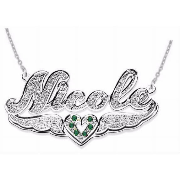 Personalized 15MM Diamond 3D Shadow Double Nameplate Pendant Necklace 14K 14K White Gold. Special Order, Made to Order. With 18 inch chain. PNK064W