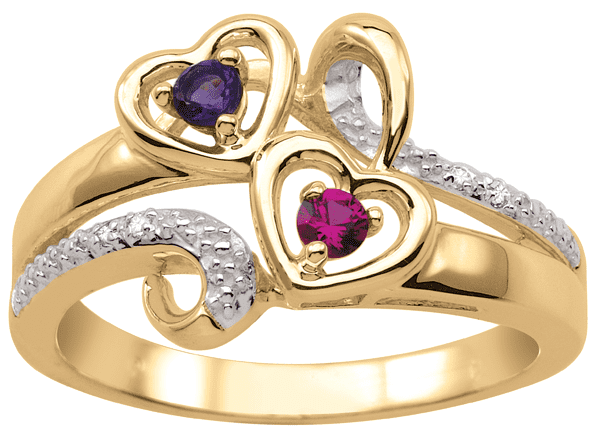 Personalized 2 Heart Ring in 10k Gold By Jewlster