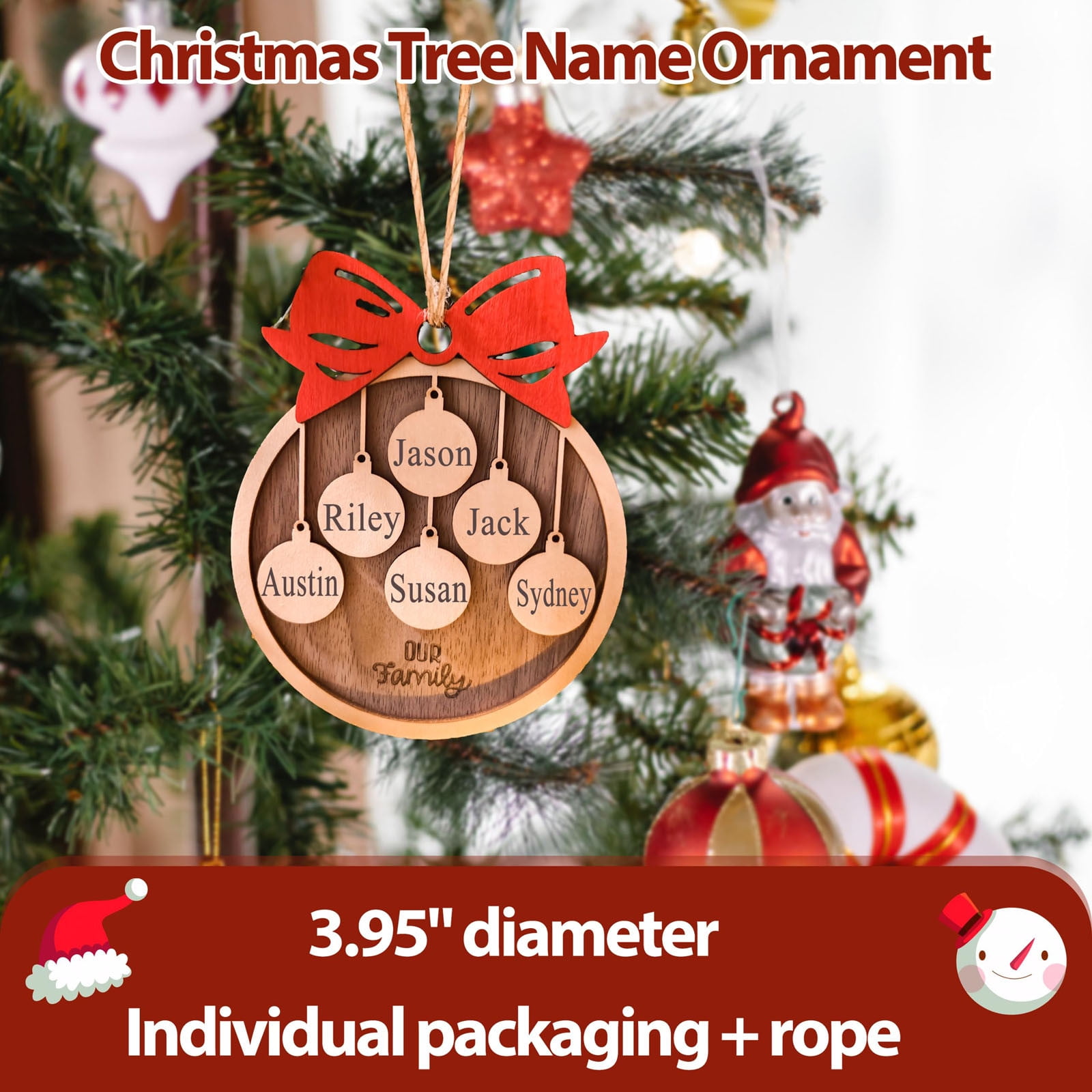 Personalized 2023 Christmas Ornaments, Customize Names Christmas Tree