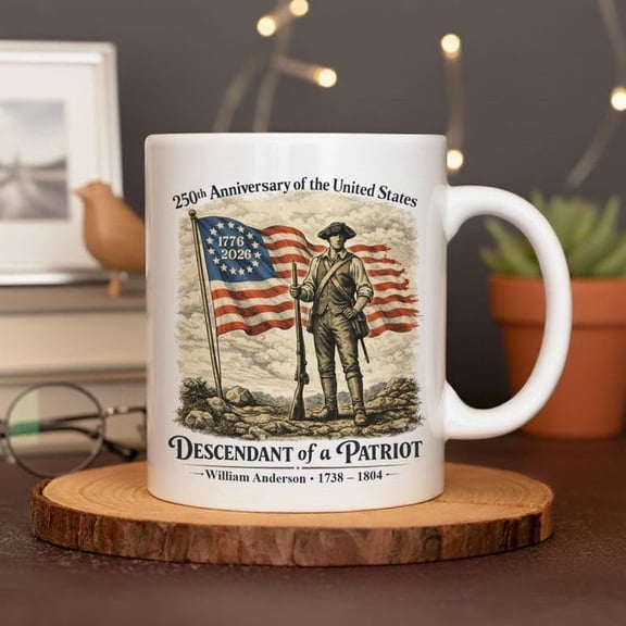Personalized 250th Anniversary of the United States Mug, Descendant of a Patriot 1776-2026, Coffee Cup, Historic American Heritage Gift,A