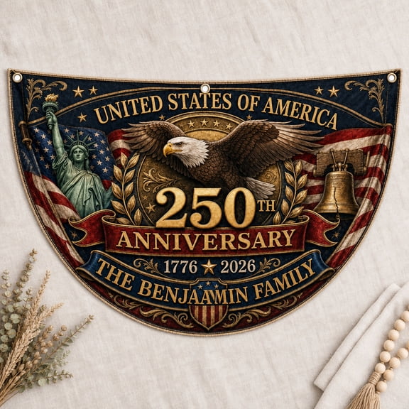 Personalized 250th Semicircle Fence Flag Custom Family USA Banner