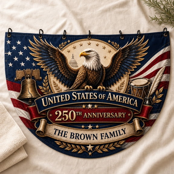 Personalized 250th Semicircle Fence Flag | Custom Patriotic Banner