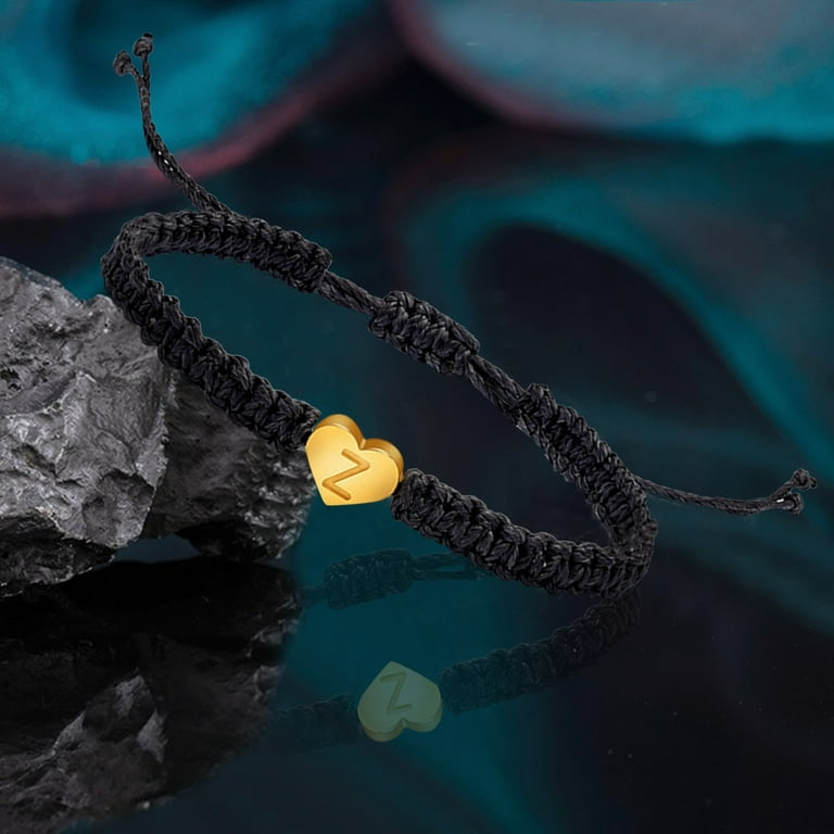 Personalized 26 Initial Bracelet 18K Gold Plated Letter Woven