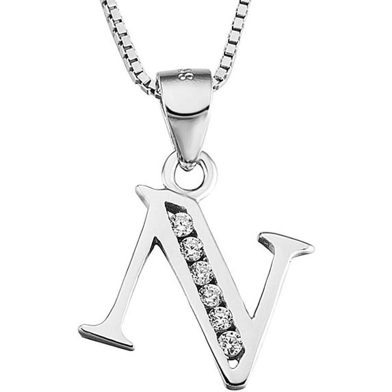 Personalized 26 Letter Alphabet Pendant Necklace Charms, Cubic Zirconia, S925 Sterling Silver