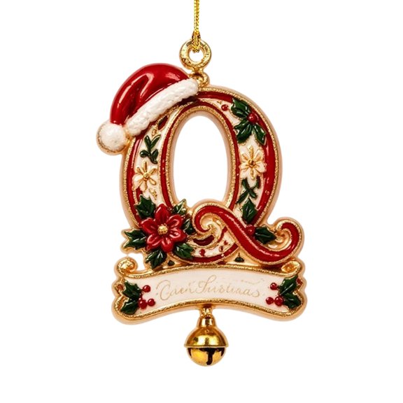 Personalized 26 Letters Ornaments with Bells for Christmas Tree, 3.1" Christmas Ornament Acrylic Xmas Hanging Pendant Xmas Gifts for Family Friends, Holiday Decor(1pc, Q)