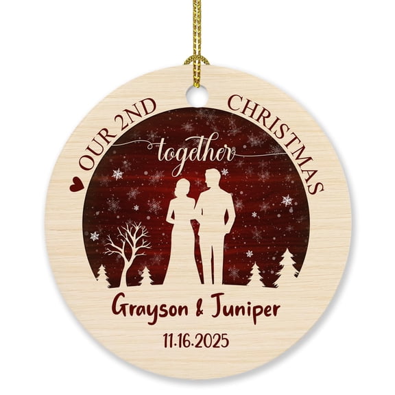 Personalized Our 2nd Christmas Together Ornament 2025, Married Couple Xmas Ornament Gift for Wedding Anniversary, Our Second Xmas Together Ornaments, Custom Date & Name Mr Mrs Together Ornament Gift