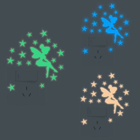Personalized 3-Piece Luminous Elf Star Switch Stickers | Self-Adhesive Wall Decor for Home