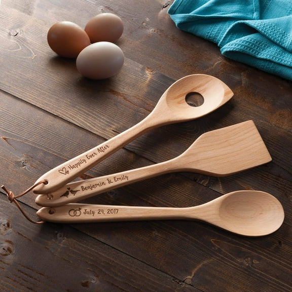 Personalized 3-Piece Wood Utensil Set - For the Bride/Groom