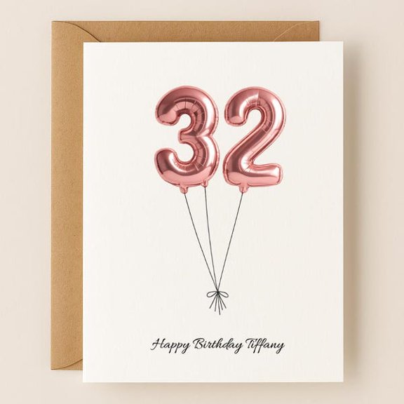 Personalized 32th Birthday card