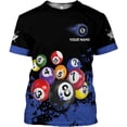 thumbnail image 1 of Personalized 3D Billiard Shirt Custom Name Men Women Team Apparel Pool 8 Ball Flag Tshirt Billiards Shirts Gift (Blue, 5XL), 1 of 8