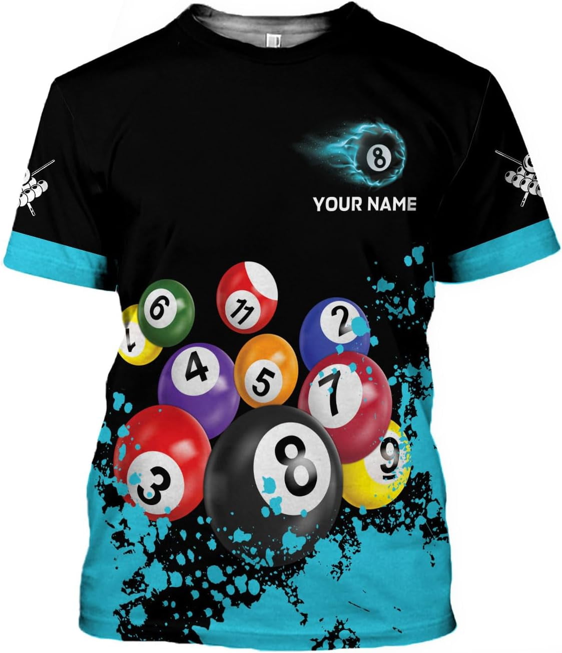 Lasfour Billiards Red Black 8 Ball Pool Personalized Name 3D Shirt BIA0283 main image 0