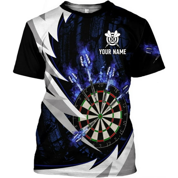 Personalized 3D Dart Shirt for Teams - Custom Name Funny Dartboard Design Ideal Gift for Dart Players American Flag (Blue, L)