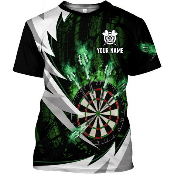 Personalized 3D Dart Shirt for Teams - Custom Name Funny Dartboard Design Ideal Gift for Dart Players American Flag (Green, M)