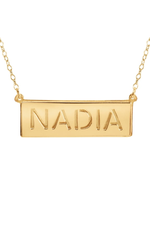 Personalized 3D Double Bar Name Necklace in 14K Gold-Plated Sterling Silver