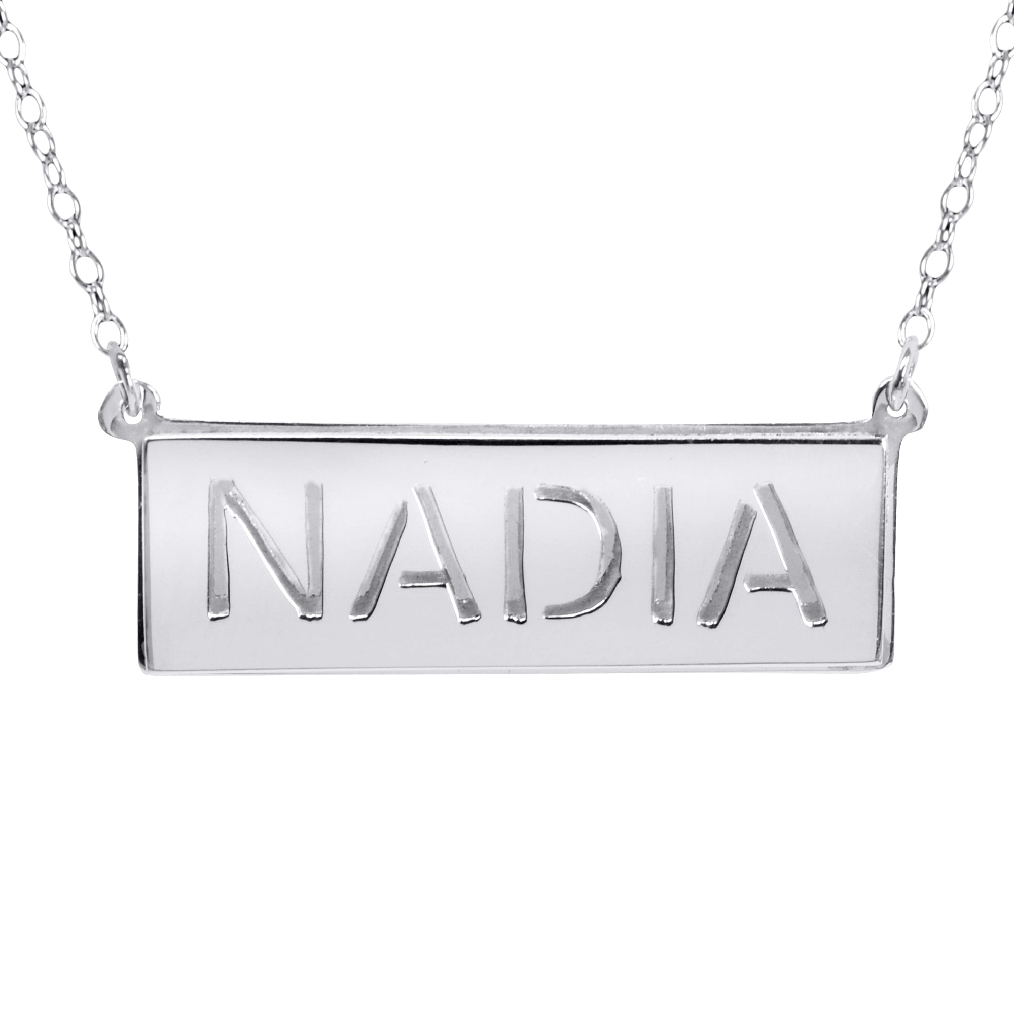 Personalized 3D Double Bar Name Necklace in Sterling Silver
