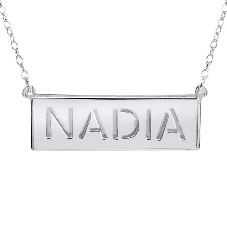 Personalized 3D Double Bar Name Necklace in Sterling Silver