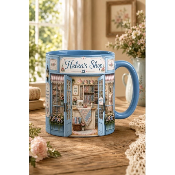 Personalized 3D Effect Bookstore Accent Mug, Custom Name Book Lover Gift, Bookish Gifts For Reader