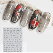 Personalized 3D English Alphabet Nail Decals - Black, White, Gold & Silver - Nail Art Stickers for Creative Manicures