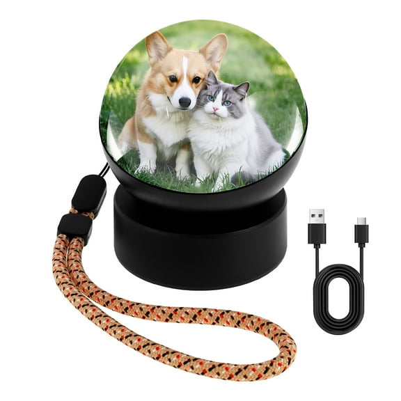 Personalized 3D Memory Orb Rechargeable 180° Wide Angle Video Player Ball With Base for Home Travel Trip