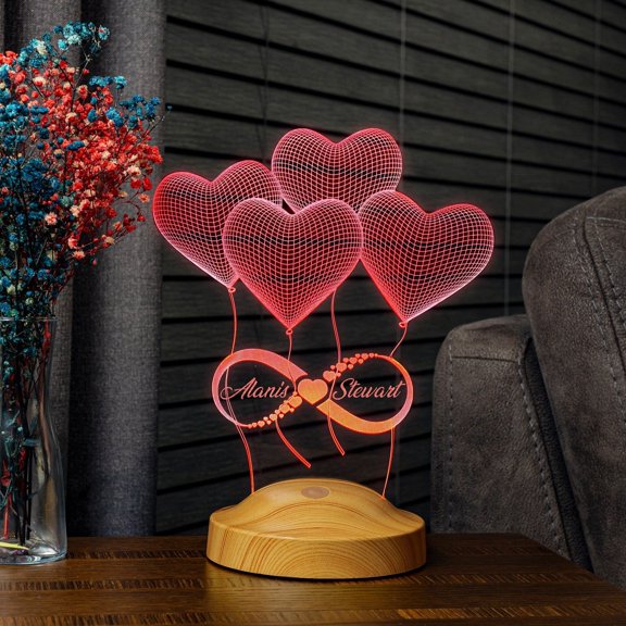 Personalized 3D Night Light, Custom Led Lamp Gift for Girlfriend
