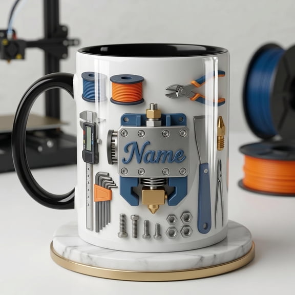 Personalized 3D Printing Tools Mug, Maker Gift, Ceramic Coffee Cup