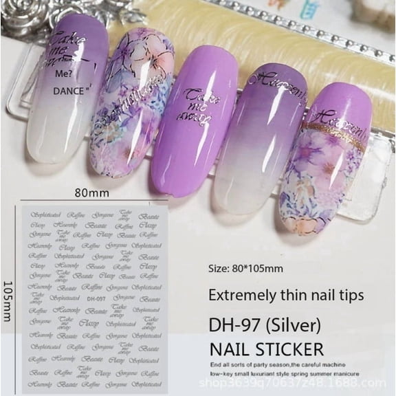 Personalized 3D Russian Letter Nail Art Stickers - Elegant Black, White, Gold & Silver Designs for Unique Manicures
