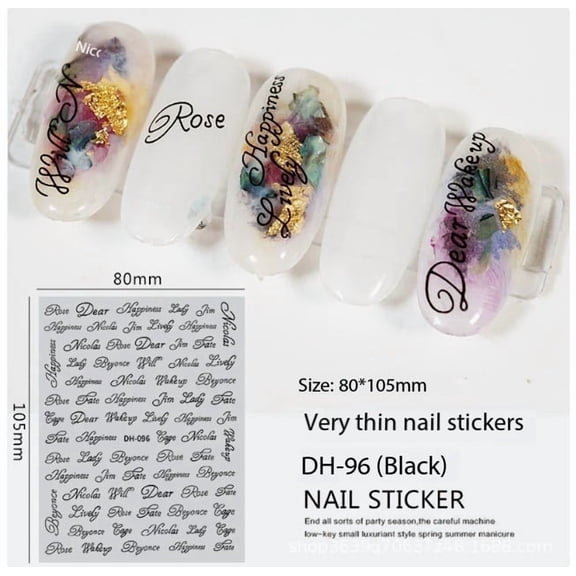 Personalized 3D Russian Letter Nail Art Stickers - Elegant Decals in Black, White, Gold & Silver for Creative Manicures