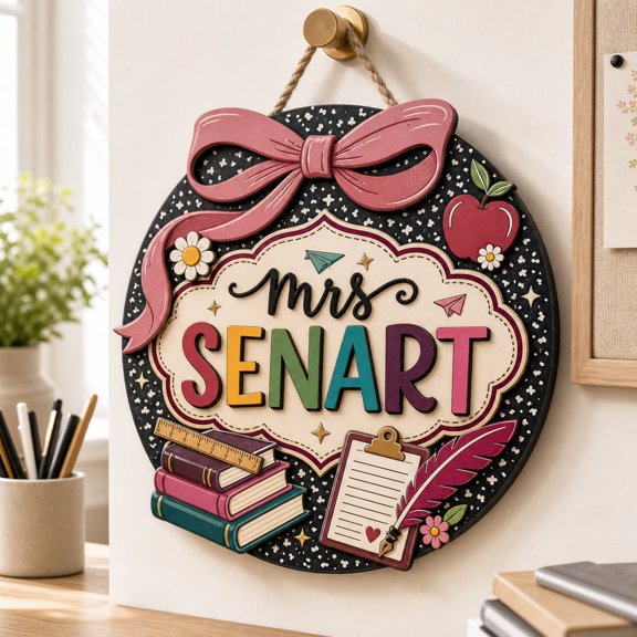 Personalized 3D Teacher Door Sign - Custom Classroom Decor Gift