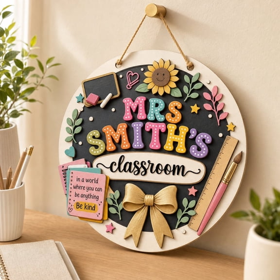 Personalized 3D Teacher Name Door Sign | Custom Classroom Decor
