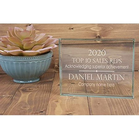 Personalized 4.5" Jade Glass Paperweight Award with Text, Custom Engraved Glass Paperweight for Employee Appreciation, Recognition, Retirement and More