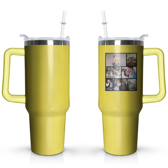 Personalized 40 Oz Tumbler with Handle and Straw Lid, Custom Stainless Steel Water Bottle Travel Mug with Names and Photos, Personalized Birthday Gifts for Mom, Women, Men, Friend, Christmas Gifts